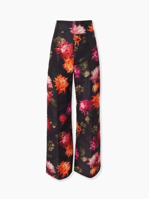 Chrysanthemum-Print Wide-Leg Diane Pants