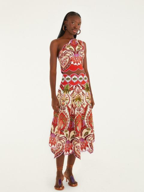 Red Odara Scallops Lenzing™ Ecovero™ Euroflax™ Midi Skirt