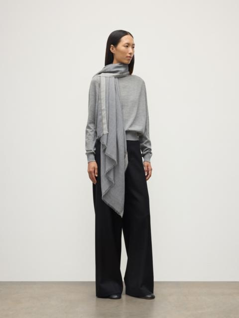 Ives Grey Chevron Border Cashmere Scarf