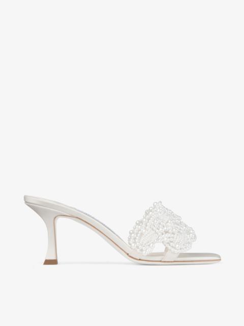 Cary Mule 70
Ivory Satin Mule Sandal with Pearl Embellishments