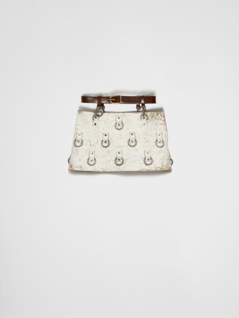 Embellished leather miniskirt