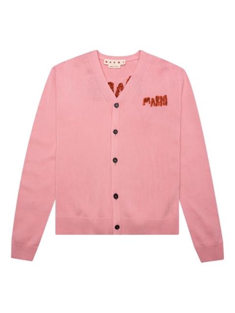 embroidered logo cardigan