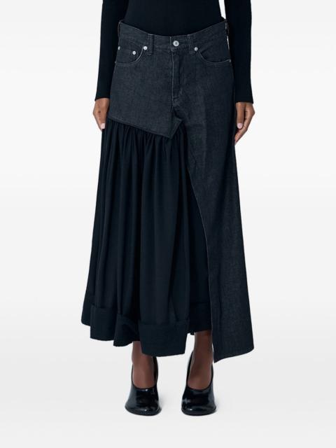 contrast-panel midi skirt