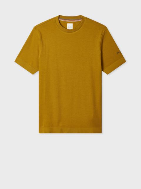 Mustard Cotton T-Shirt With Integrated Rib Detail