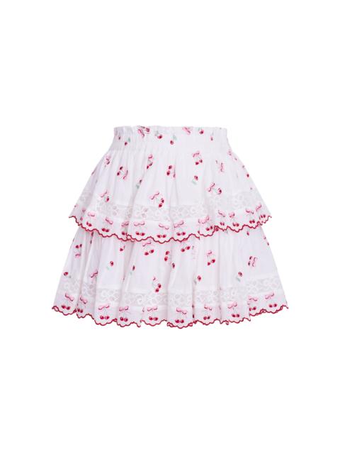 Ruffled Cotton Mini Skirt white