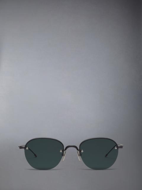 TITANIUM SEMI RIMLESS OVAL SUNGLASSES