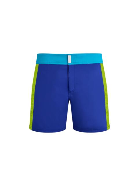 Men Stretch Swim Trunks Flat Belt Color Block