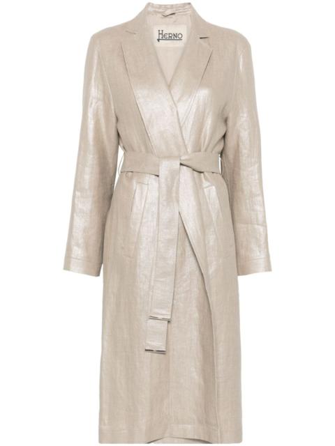 lamé-effect trench coat