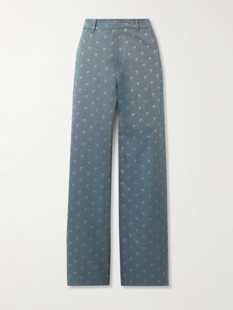 Annie Cotton-blend Jacquard Straight-leg Pants