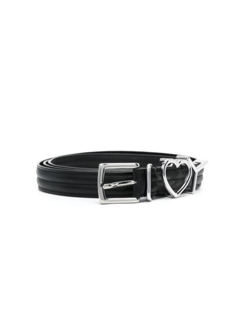 heart logo-plaque leather belt