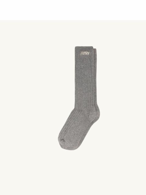 UNISEX RIBBED SOCKS WITH EMBROIDERED LOGO