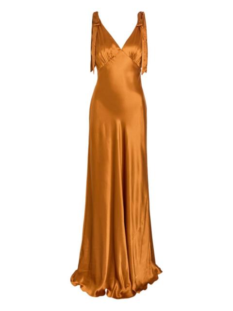 tie-strap V-neck maxi dress