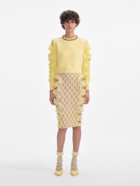 Yellow Cut Out Lace Detail Jumper