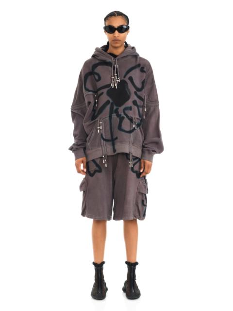 CHARCOAL FLOWER RHINESTONE BURST HOODIE