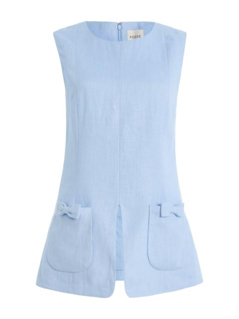 Harper Linen Top blue
