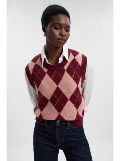 Argyle Alpaca Blend Knitted Tank Top