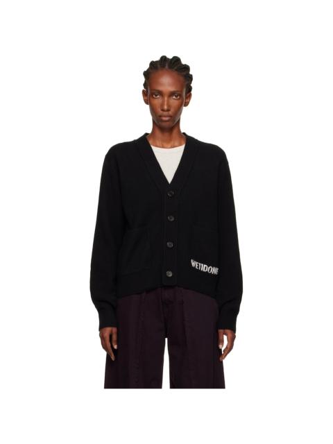 Black Pocket Logo Knit Cardigan