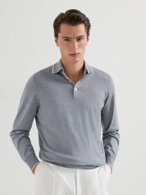 Sea Island cotton and cashmere lightweight knit polo