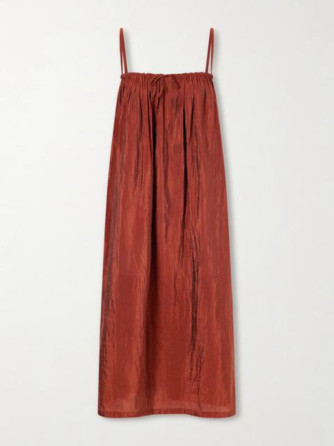 Gathered Taffeta Midi Dress