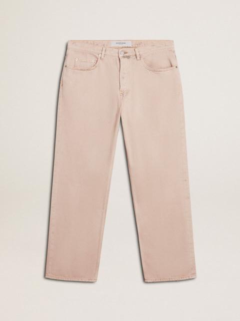 Men's pink dyed jeans