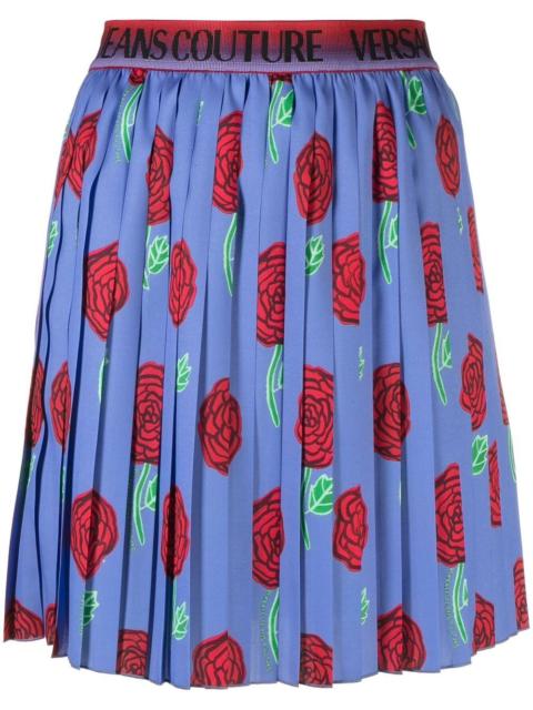 logo-waistband pleated miniskirt