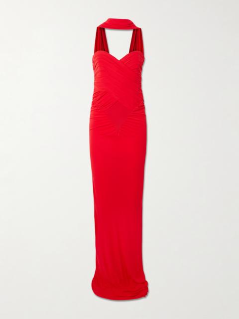 Samsara Gathered Jersey Halterneck Gown