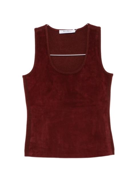 Max Mara Suede-panelled Scoop-neck Tank Top