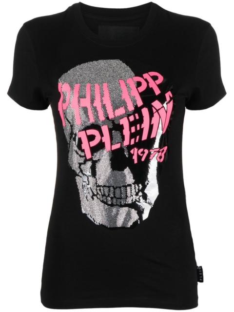 Skull Strass V-neck T-shirt
