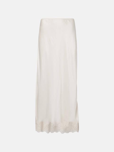 Matilde lace-trimmed satin slip skirt
