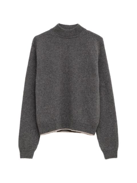 contrast-trim high-neck sweater