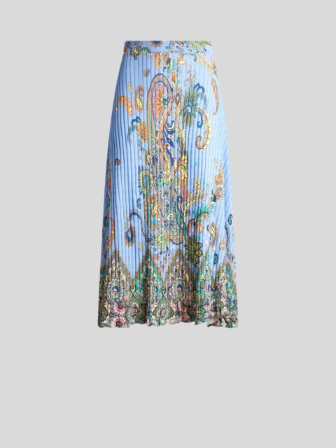 RIBBED MIDI SKIRT WITH FLORAL MOTIF