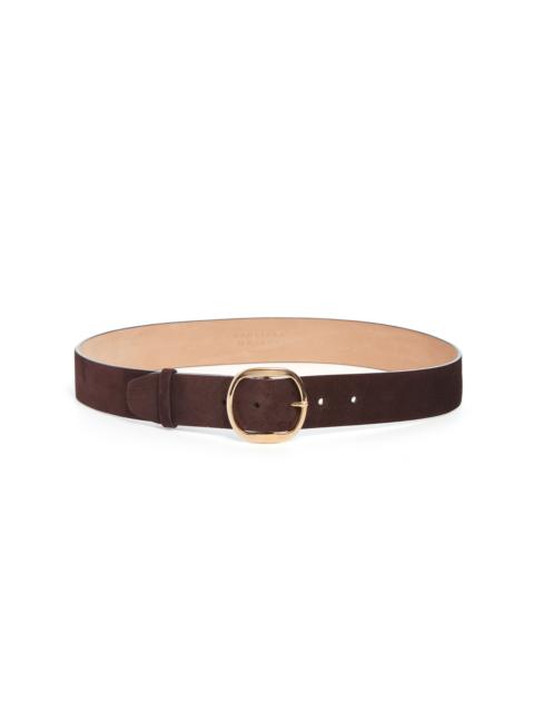 Elster Buckle Belt in Dark Brown Suede