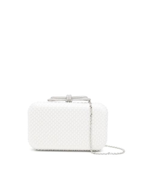 Double Bow embellished clutch bag