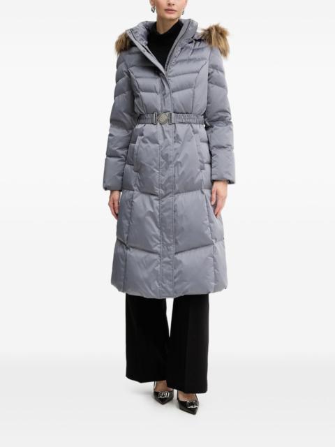 Marina faux-fur hooded belted coat