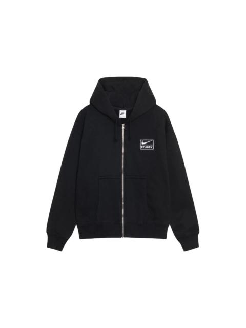 Stussy x Nike Stone Washed Fleece Zip Hoodie (FW25) Black