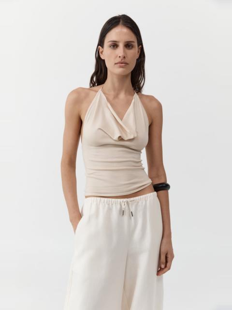 Cowl Halter Knit Top - Shell