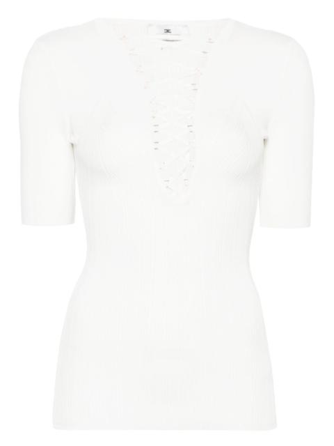 crossover-lace knitted top