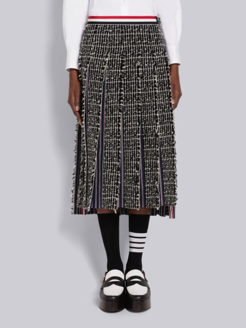 Check Cashmere Tweed Pleated Skirt With Inserts