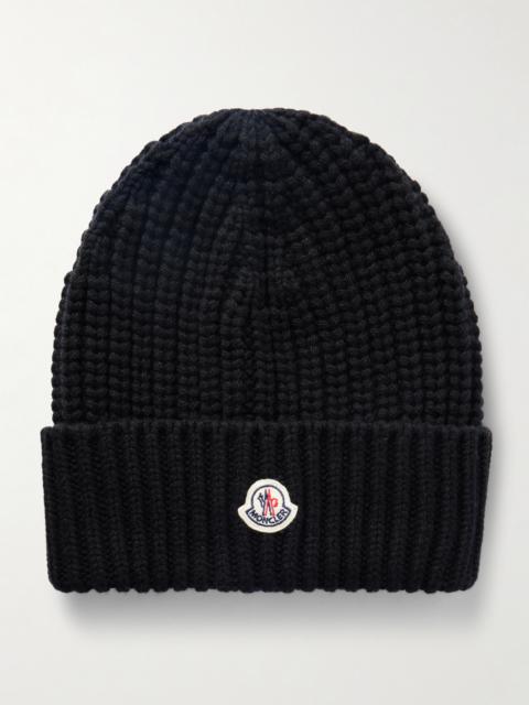 Appliquéd Ribbed Wool And Cashmere-blend Beanie