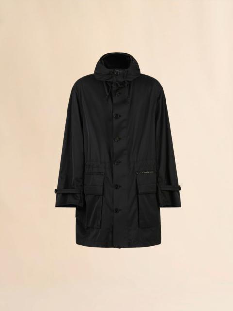 BLACK WATER-REPELLENT TAFFETA PARKA