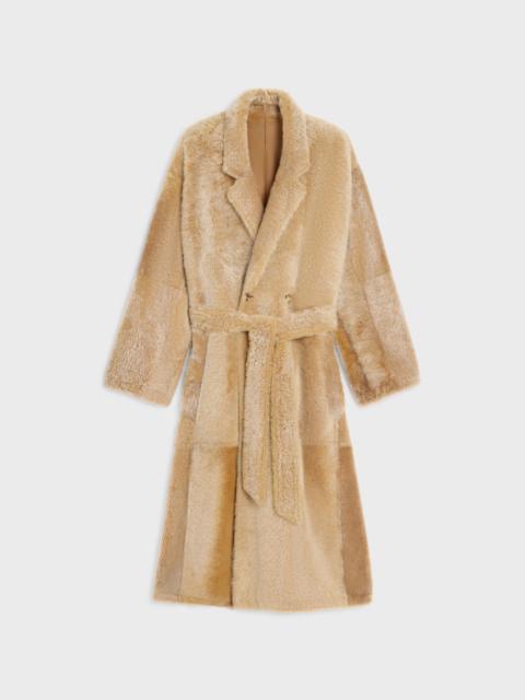 wrapped coat IN lamb shearling
