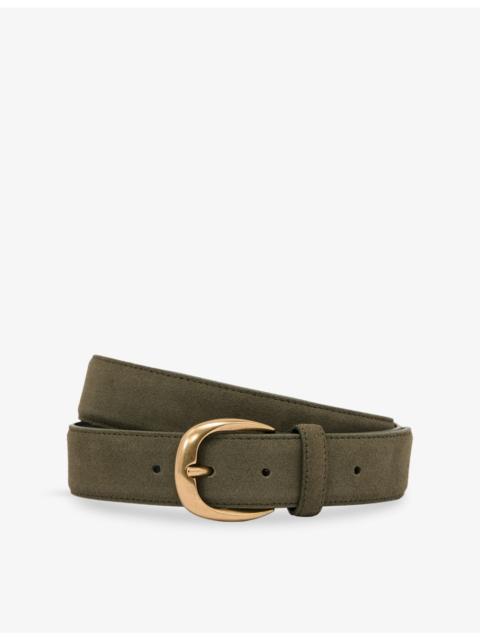 Pierce Curved-Buckle Suede Belt