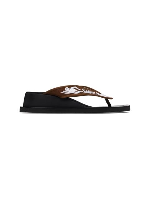 Brown Sublime Wedge Flip-Flops