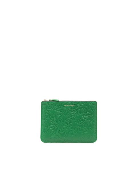embossed zip-up wallet