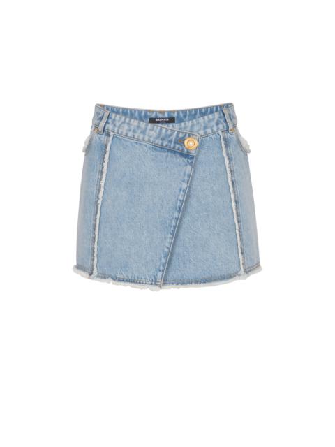 Asymmetric denim skirt