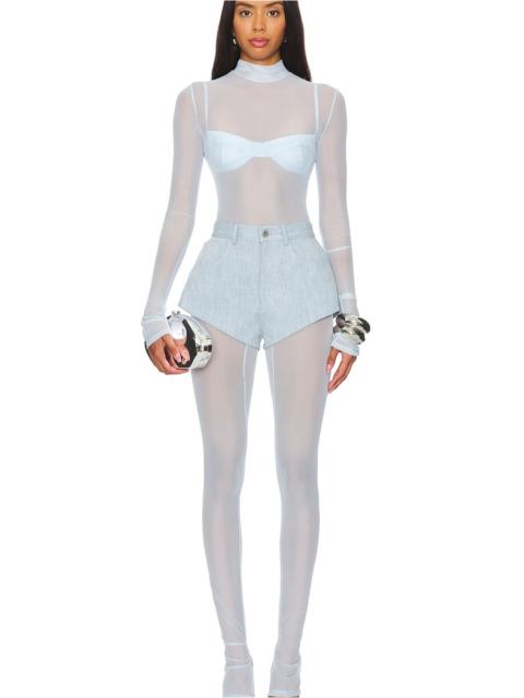 Mesh Mock Neck Catsuit