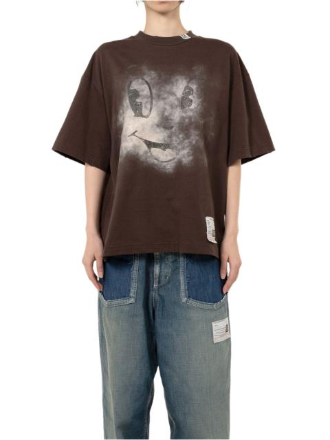 Happy Face Printed Distressed T-shirt