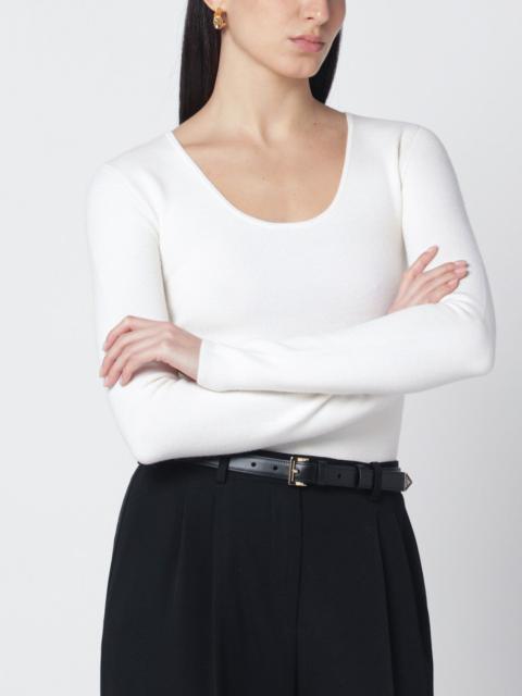 Ecru wool-blend knit top