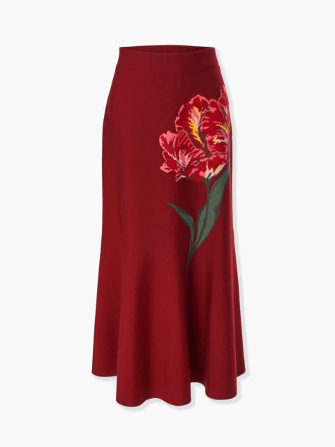 Floral Jacquard Flared Midi Skirt