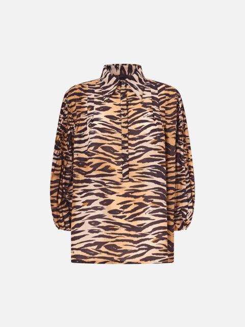 COTTON AND SILK BLOUSE WITH ANIMAL PRINT